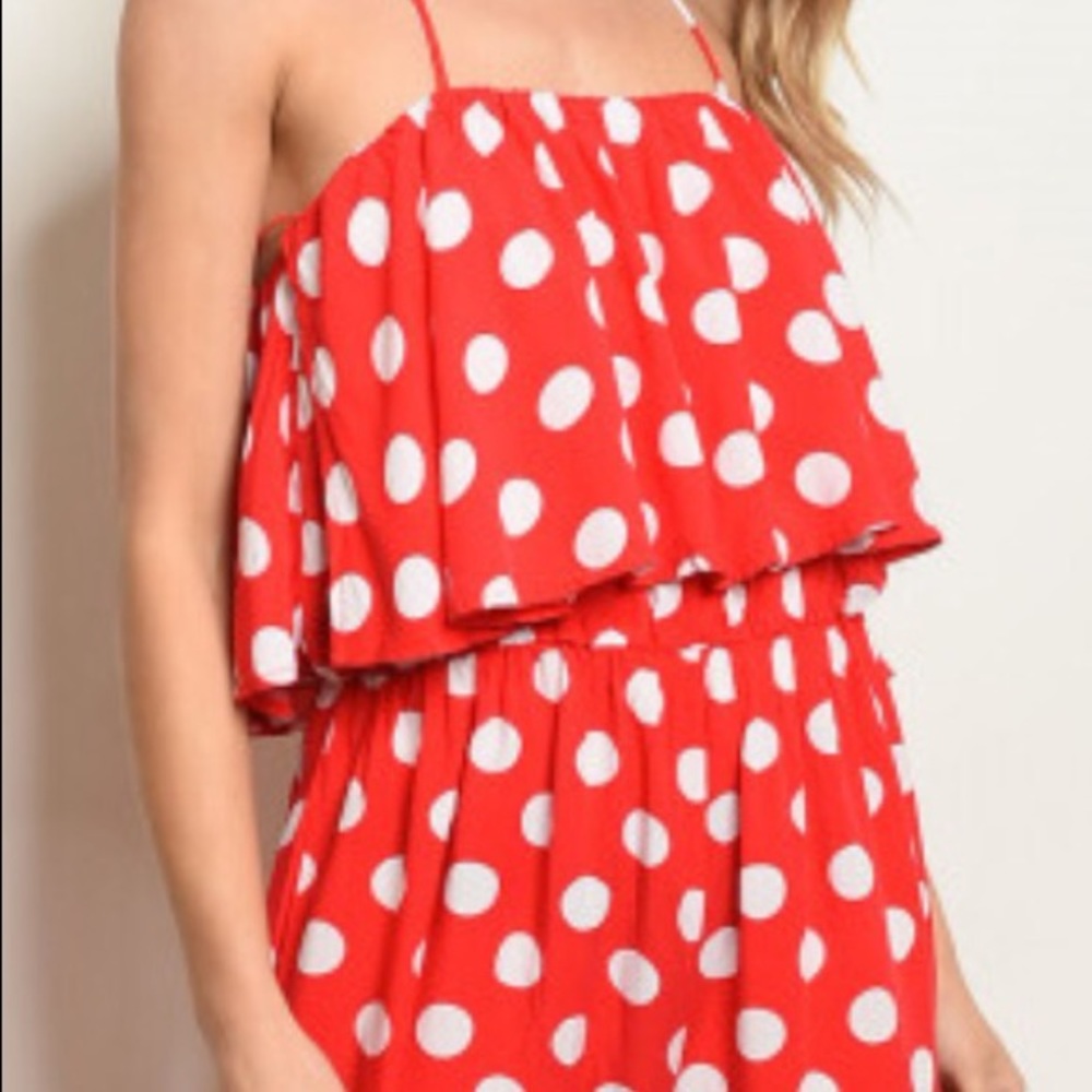 ❤️Cute red polka dot jumpsuit - Picture 4 of 6
